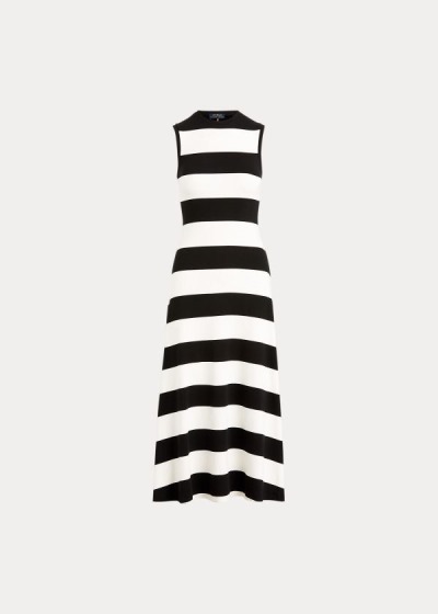 Vestidos Polo Ralph Lauren Mujer Negros / Blancos - Striped Sleeveless - ZEBUQ4768